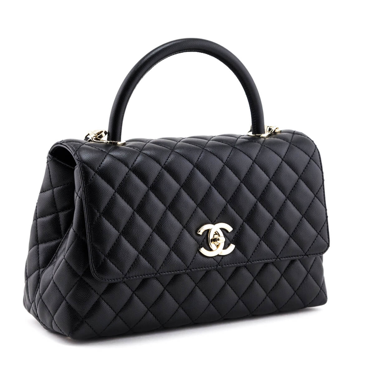 Chanel Black Quilted Caviar Small Coco Handle Flap Bag - Love that Bag etc - Preowned Authentic Designer Handbags & Preloved Fashions