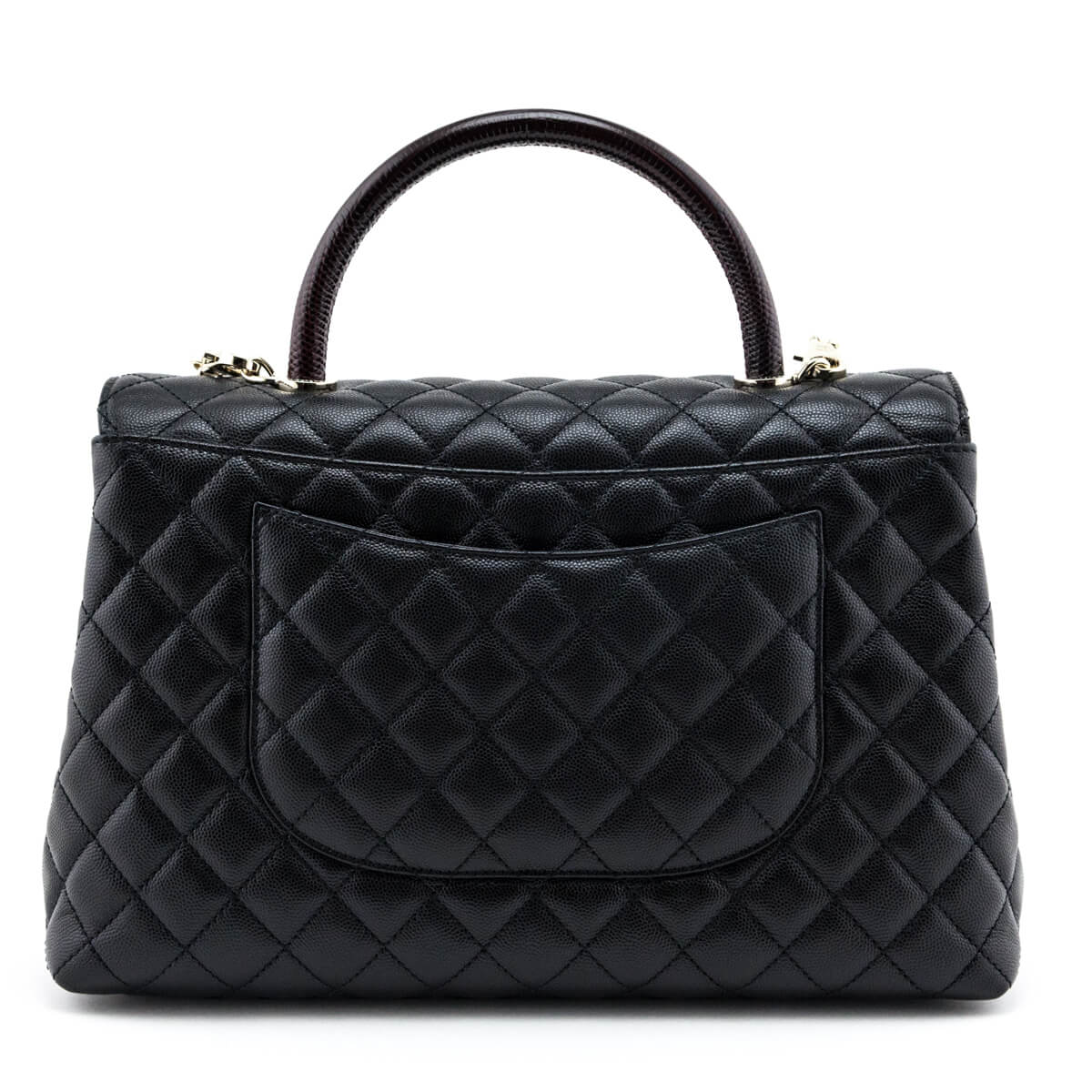 Chanel Black Quilted Caviar & Lizard Medium Coco Handle Flap Bag - Love that Bag etc - Preowned Authentic Designer Handbags & Preloved Fashions
