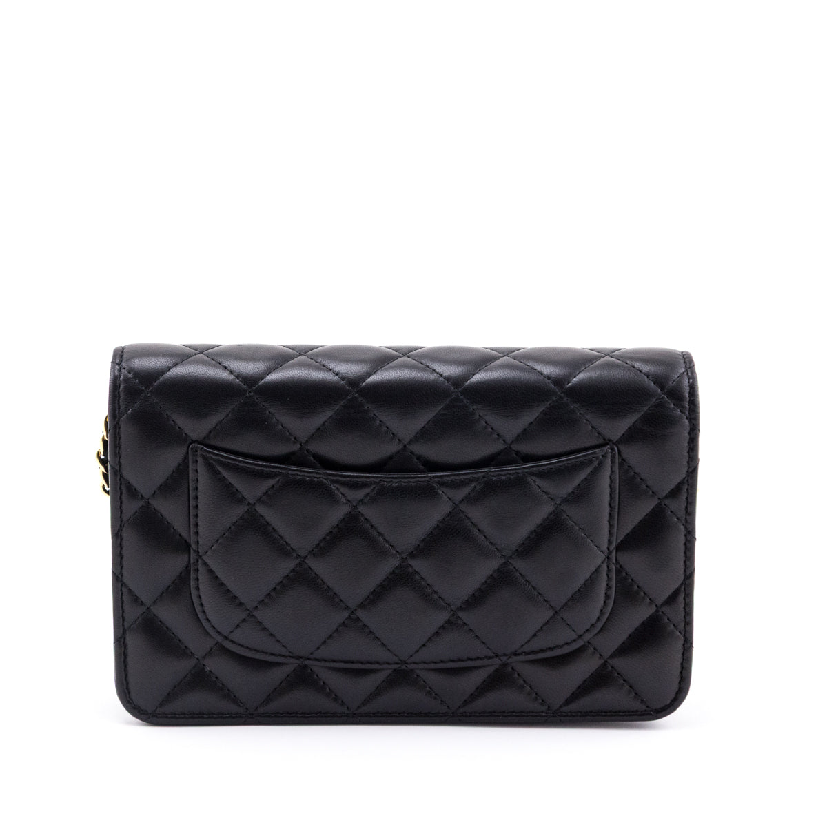 Chanel Black Quilted Lambskin Classic Wallet On Chain