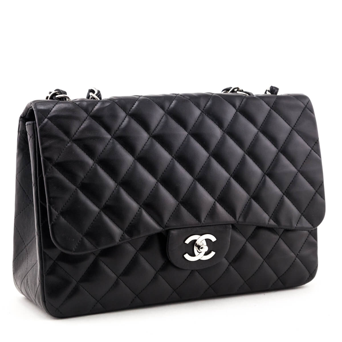 Chanel Black Quilted Lambskin Jumbo Classic Single Flap Bag - Love that Bag etc - Preowned Authentic Designer Handbags & Preloved Fashions