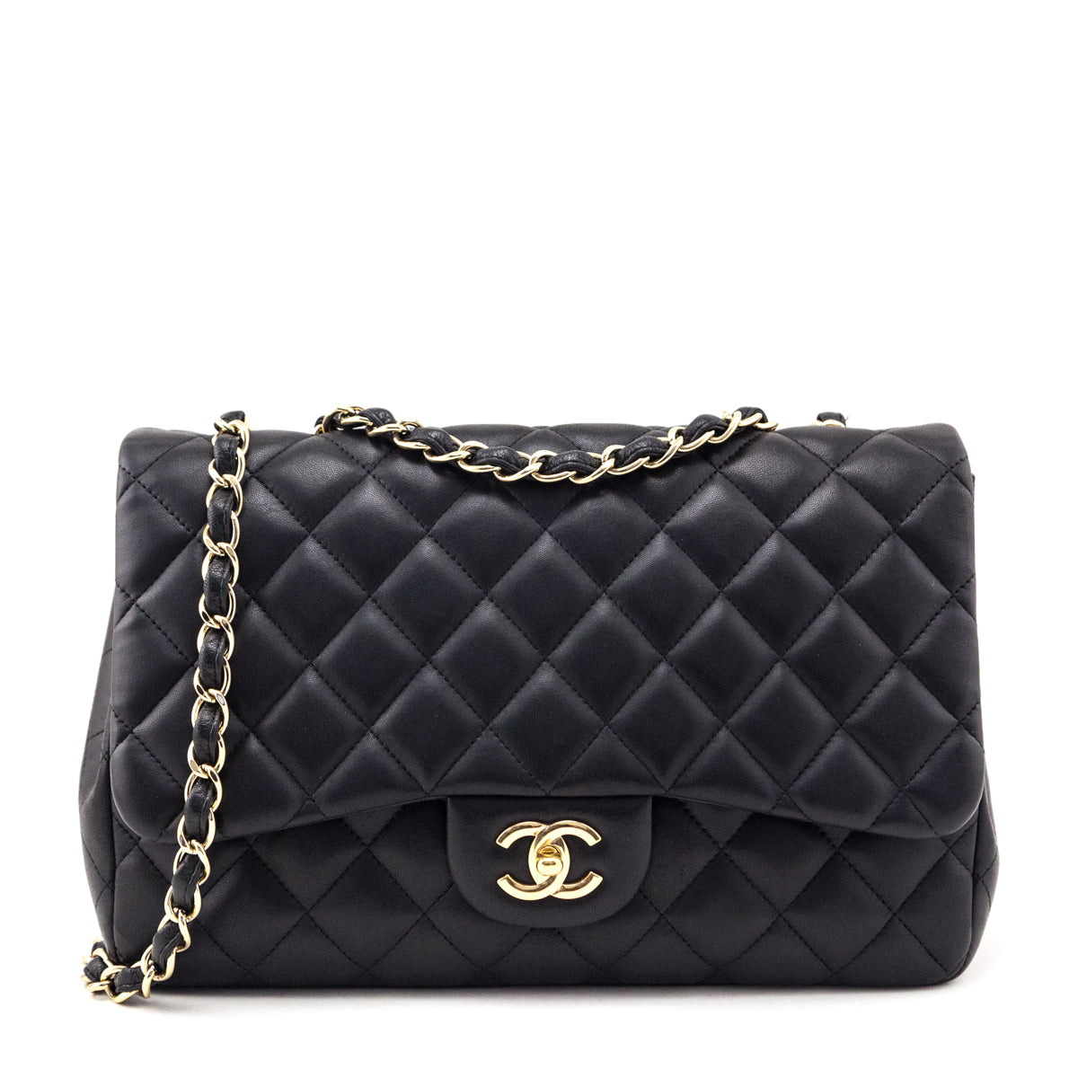 Chanel Black Quilted Lambskin Jumbo Single Flap Bag - Love that Bag etc - Preowned Authentic Designer Handbags & Preloved Fashions