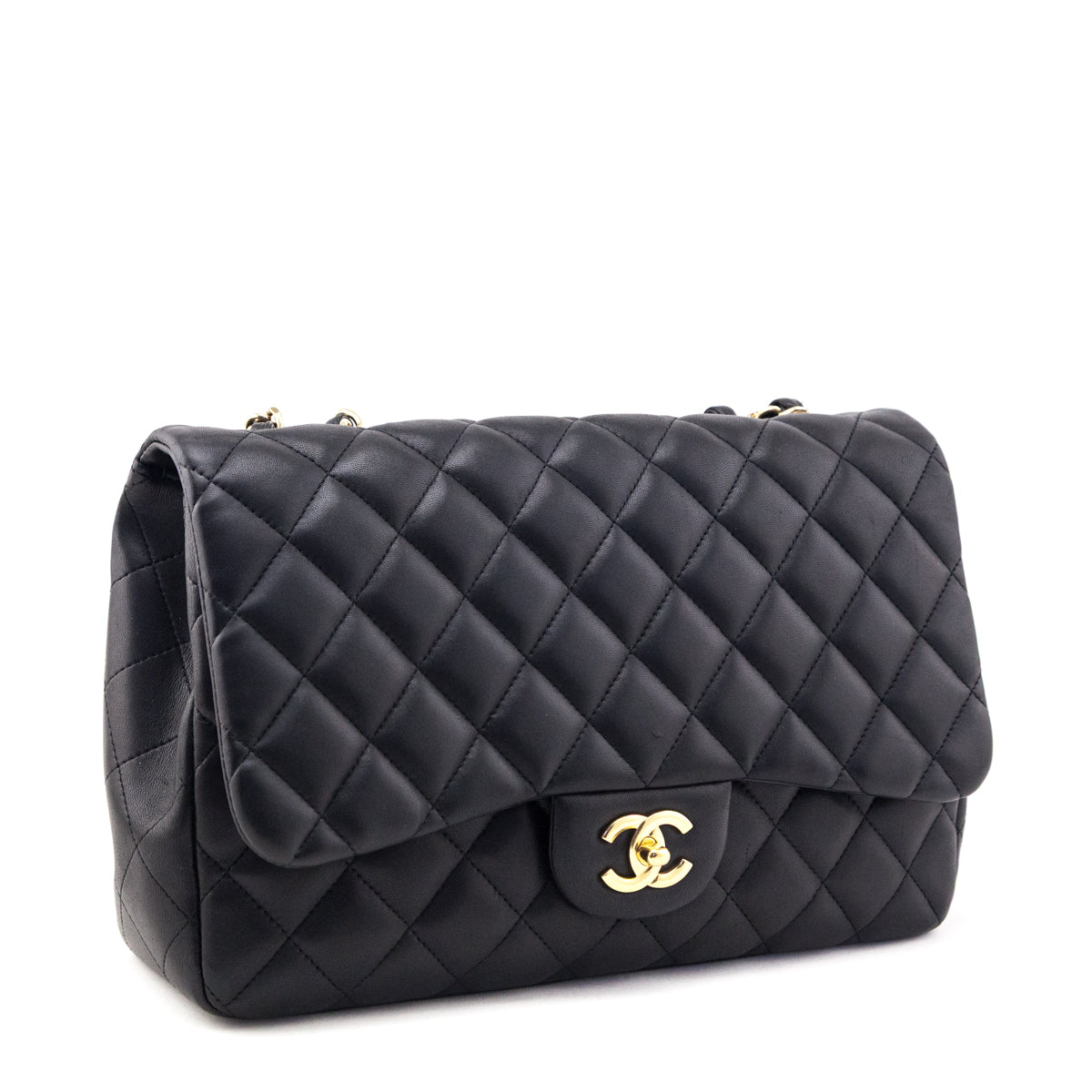 Chanel Black Quilted Lambskin Jumbo Single Flap Bag - Love that Bag etc - Preowned Authentic Designer Handbags & Preloved Fashions