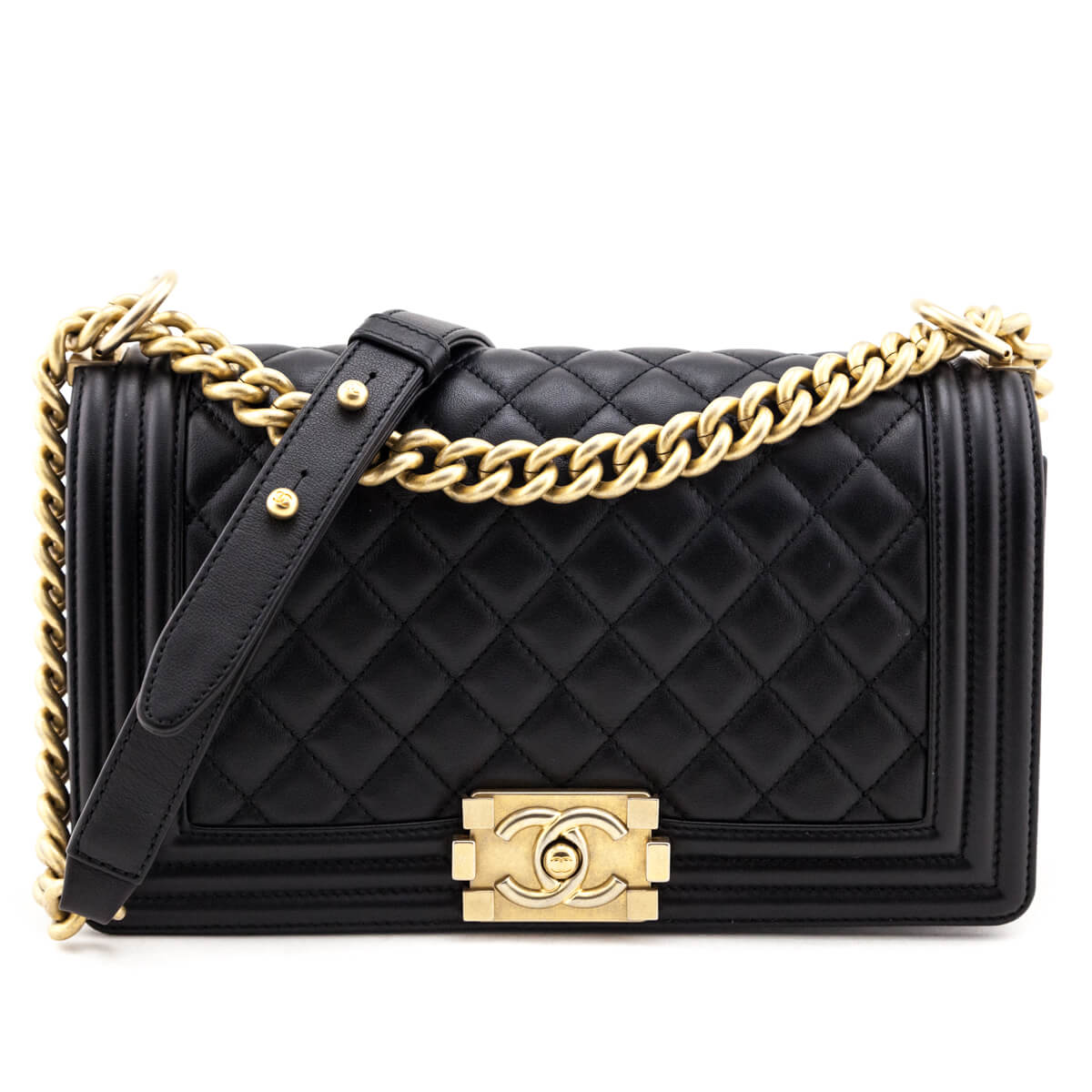 Chanel Black Quilted Lambskin Medium Boy Flap Bag - Love that Bag etc - Preowned Authentic Designer Handbags & Preloved Fashions