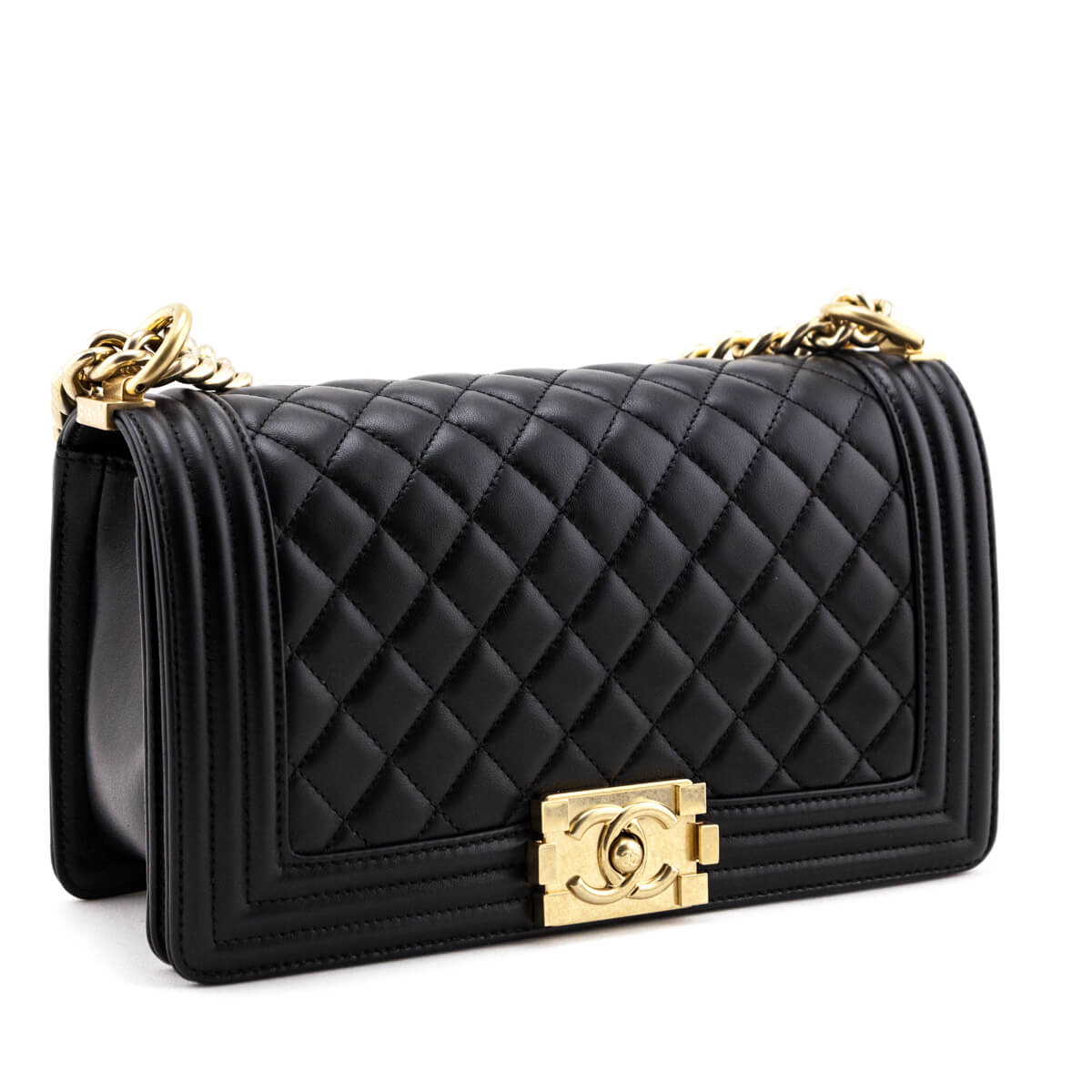 Chanel Black Quilted Lambskin Medium Boy Flap Bag - Love that Bag etc - Preowned Authentic Designer Handbags & Preloved Fashions