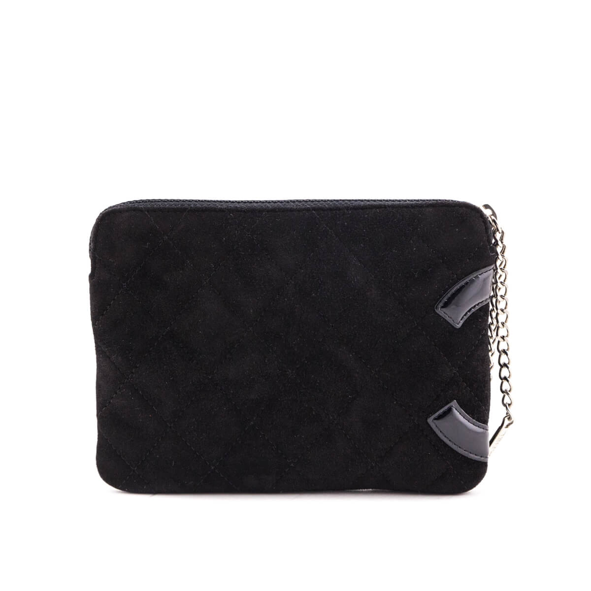 Chanel Black Quilted Suede Ligne Cambon Wristlet Pouch - Love that Bag etc - Preowned Authentic Designer Handbags & Preloved Fashions