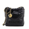 Chanel Black Shiny Caviar Quilted Monochrome Mini Chanel 22 - Love that Bag etc - Preowned Authentic Designer Handbags & Preloved Fashions