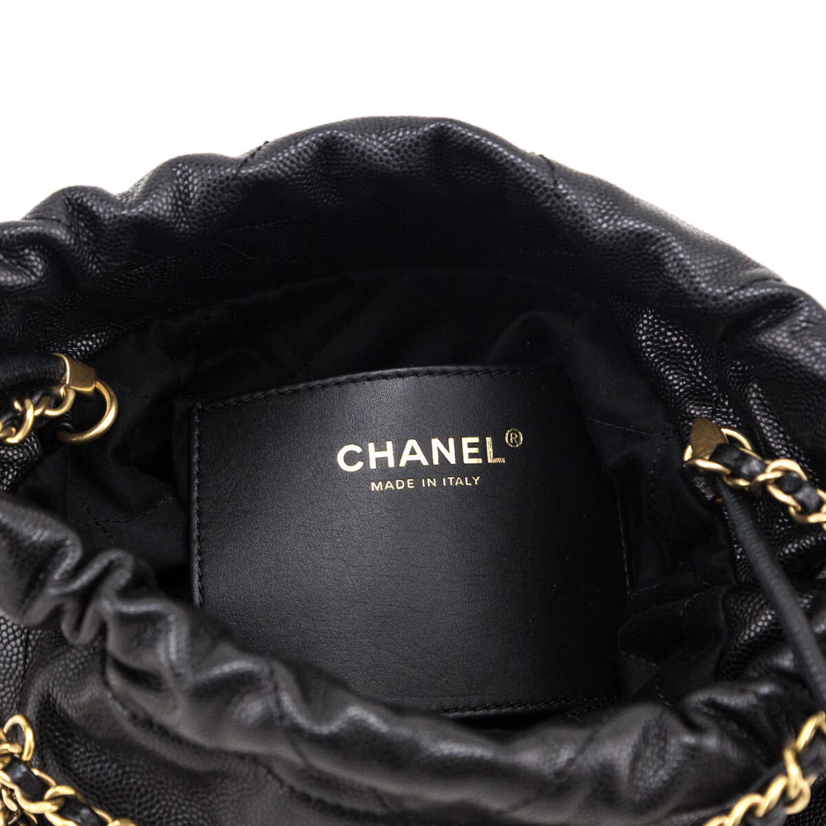 Chanel Black Shiny Caviar Quilted Monochrome Mini Chanel 22 - Love that Bag etc - Preowned Authentic Designer Handbags & Preloved Fashions
