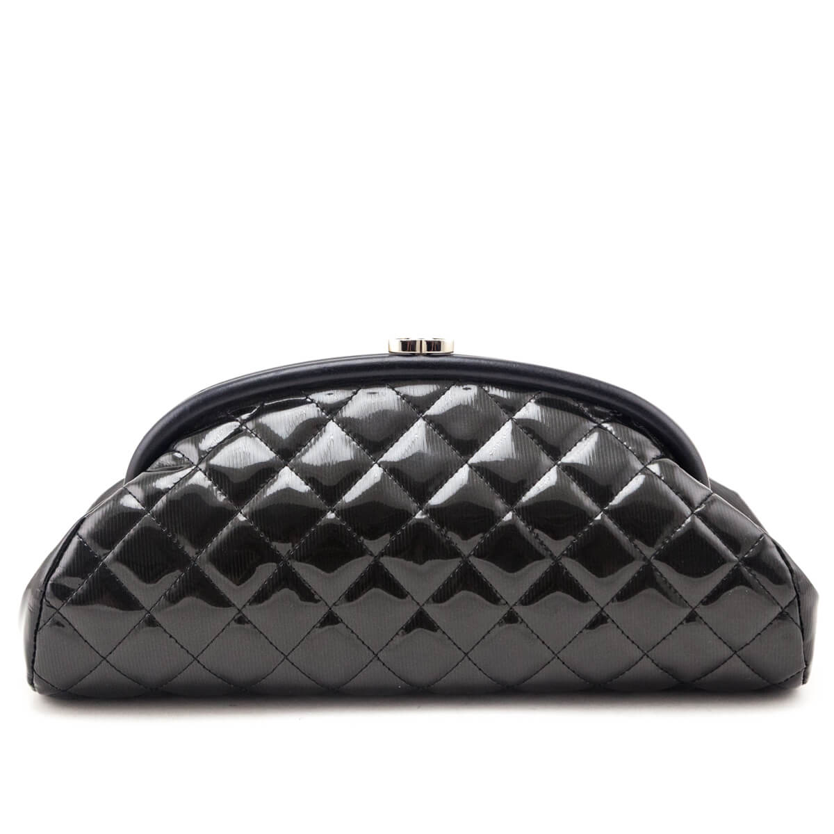 Chanel Black Striped Patent Quilted Timeless Clutch - Love that Bag etc - Preowned Authentic Designer Handbags & Preloved Fashions