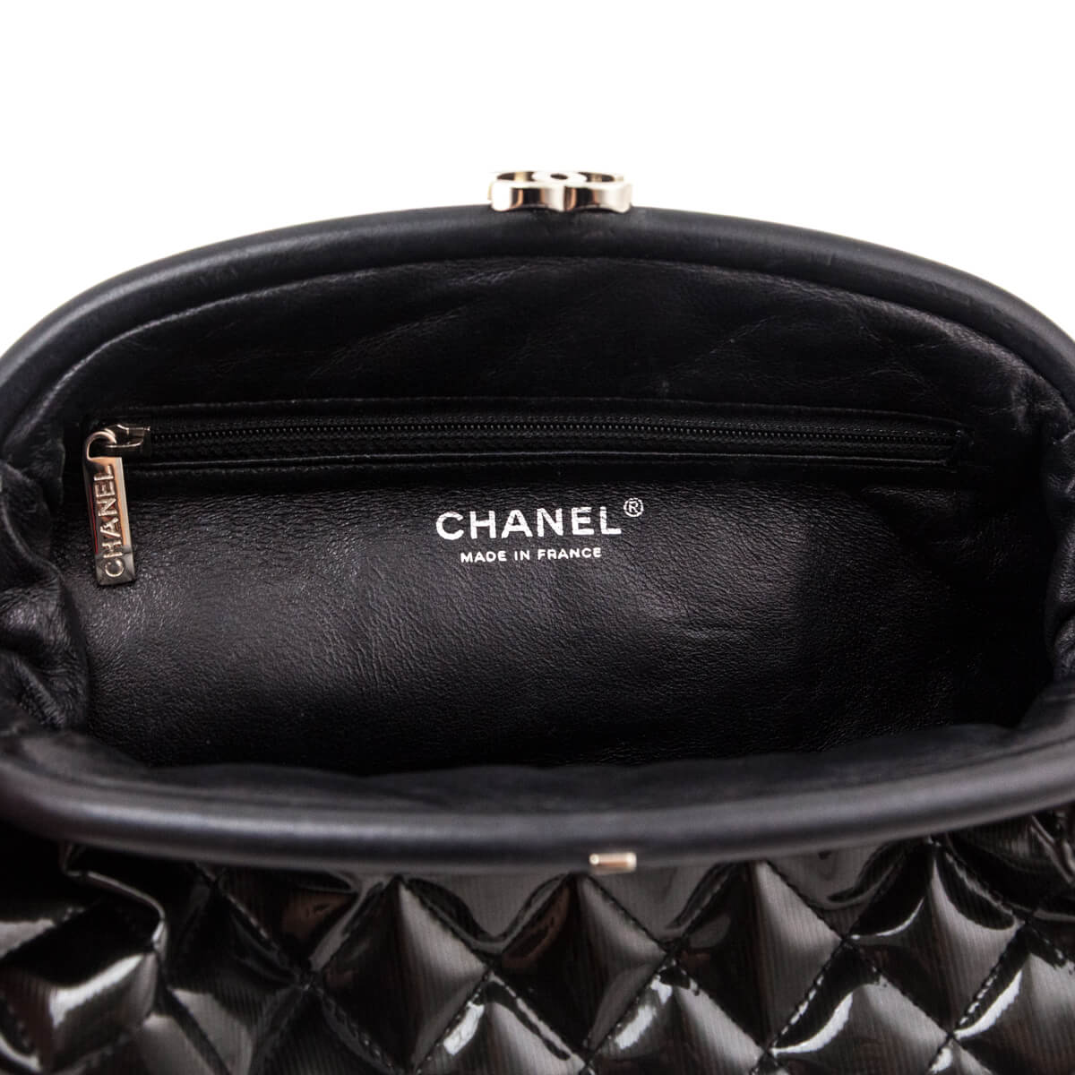 Chanel Black Striped Patent Quilted Timeless Clutch - Love that Bag etc - Preowned Authentic Designer Handbags & Preloved Fashions