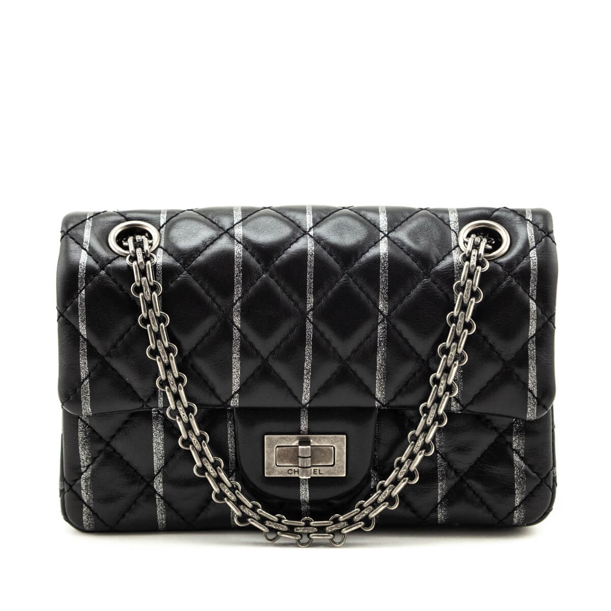 Chanel Black Striped Quilted Lambskin Mini Reissue Flap Bag - Love that Bag etc - Preowned Authentic Designer Handbags & Preloved Fashions