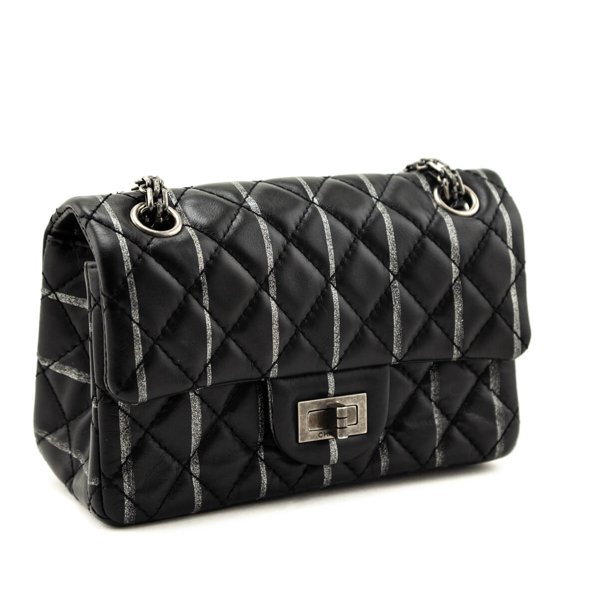 Chanel Black Striped Quilted Lambskin Mini Reissue Flap Bag - Love that Bag etc - Preowned Authentic Designer Handbags & Preloved Fashions