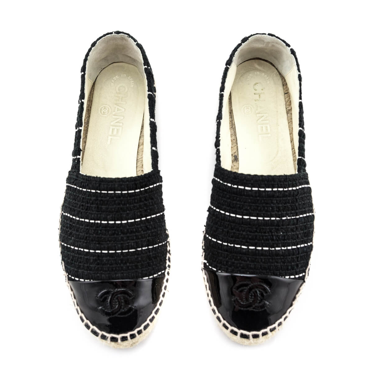 Chanel Black Tweed CC Cap Toe Espadrilles Size US 6 | EU 36 - Love that Bag etc - Preowned Authentic Designer Handbags & Preloved Fashions