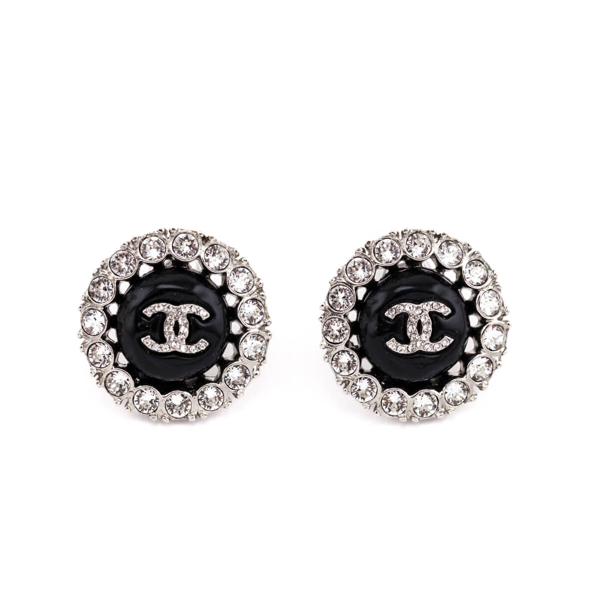 Chanel Black & Crystal CC Stud Earrings - Love that Bag etc - Preowned Authentic Designer Handbags & Preloved Fashions