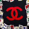 Chanel Black & Red CC Logo Symbol Cards Scarf - Love that Bag etc - Preowned Authentic Designer Handbags & Preloved Fashions