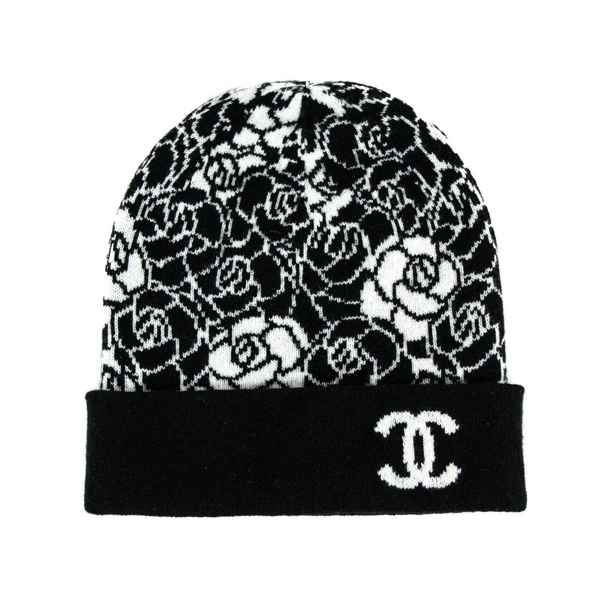 Chanel Black & White Cashmere Camellia Beanie - Love that Bag etc - Preowned Authentic Designer Handbags & Preloved Fashions