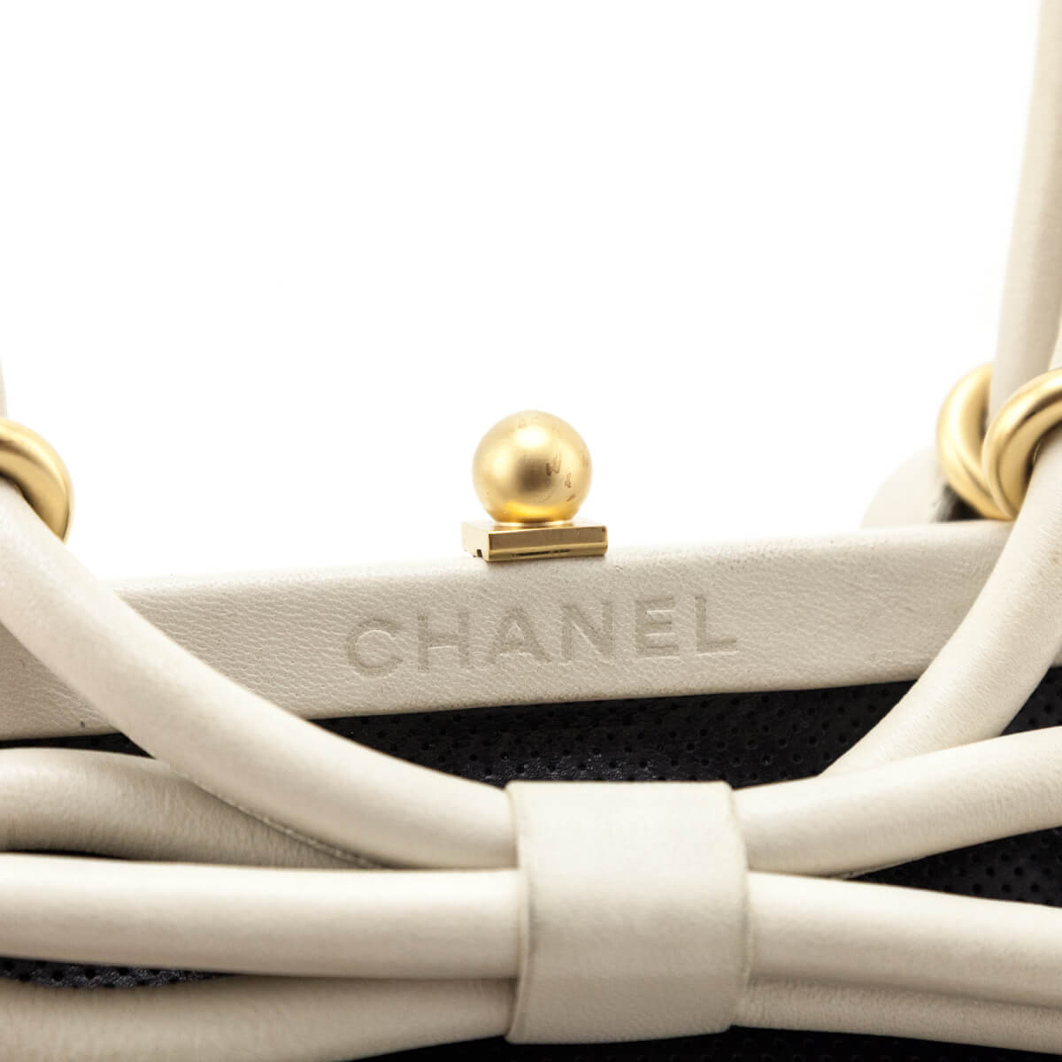 Chanel Black & White Perforated Bow Frame Bag - Love that Bag etc - Preowned Authentic Designer Handbags & Preloved Fashions