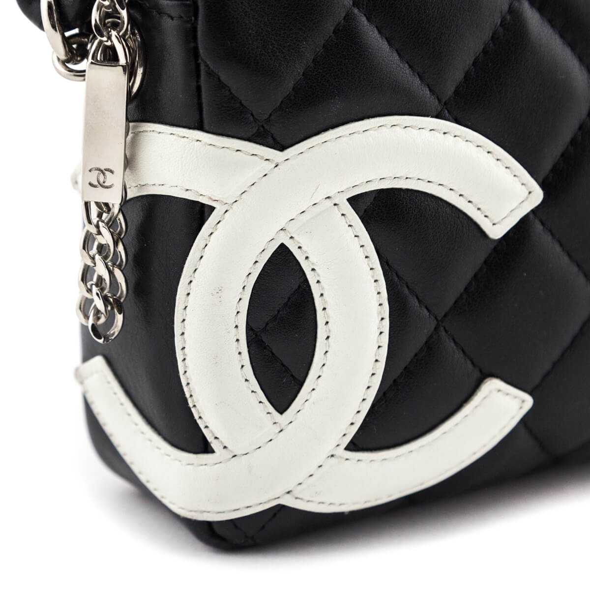 Chanel Black & White Quilted Calfskin Cambon Pochette - Love that Bag etc - Preowned Authentic Designer Handbags & Preloved Fashions