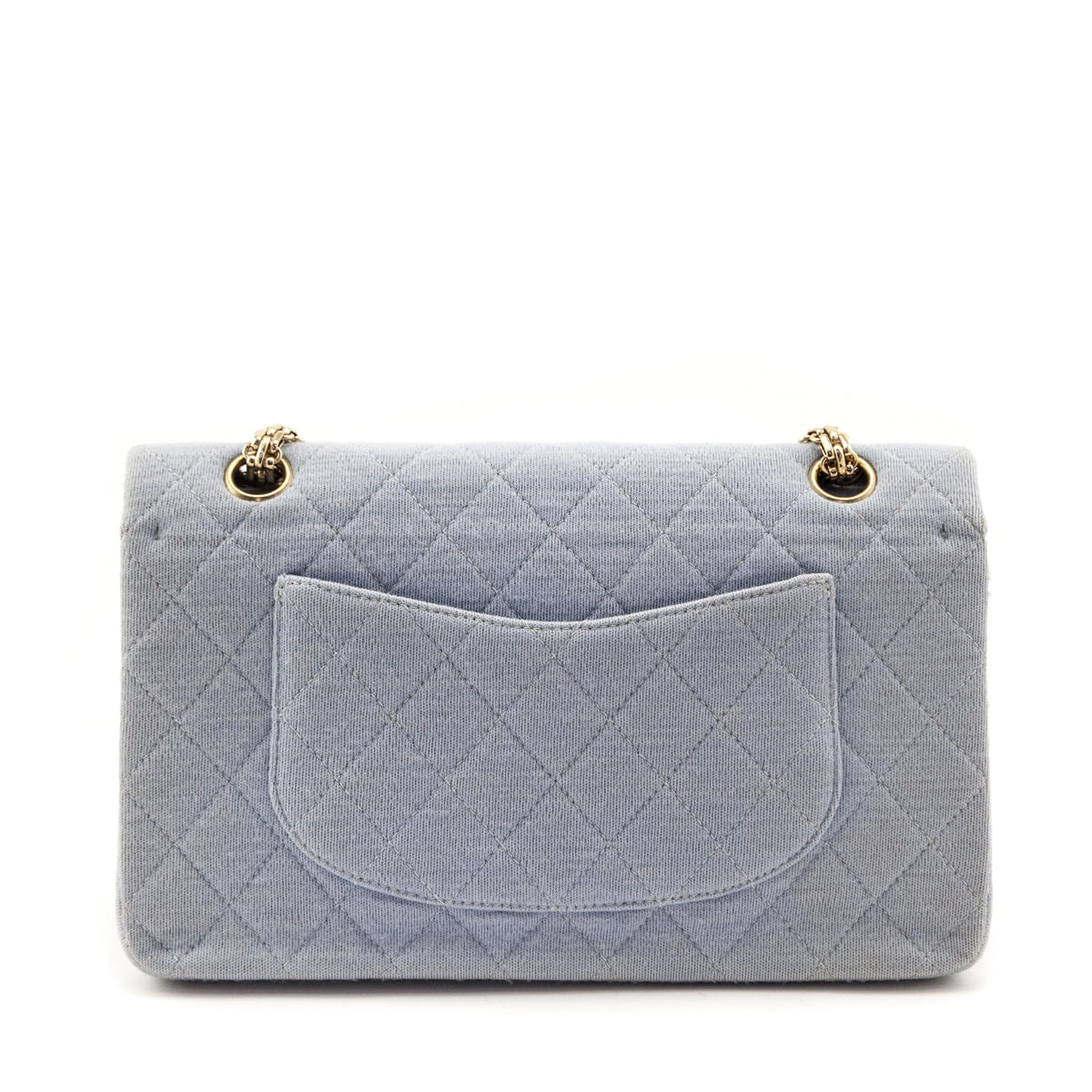 Chanel Blue Jersey Quilted Medium Double Flap - Love that Bag etc - Preowned Authentic Designer Handbags & Preloved Fashions