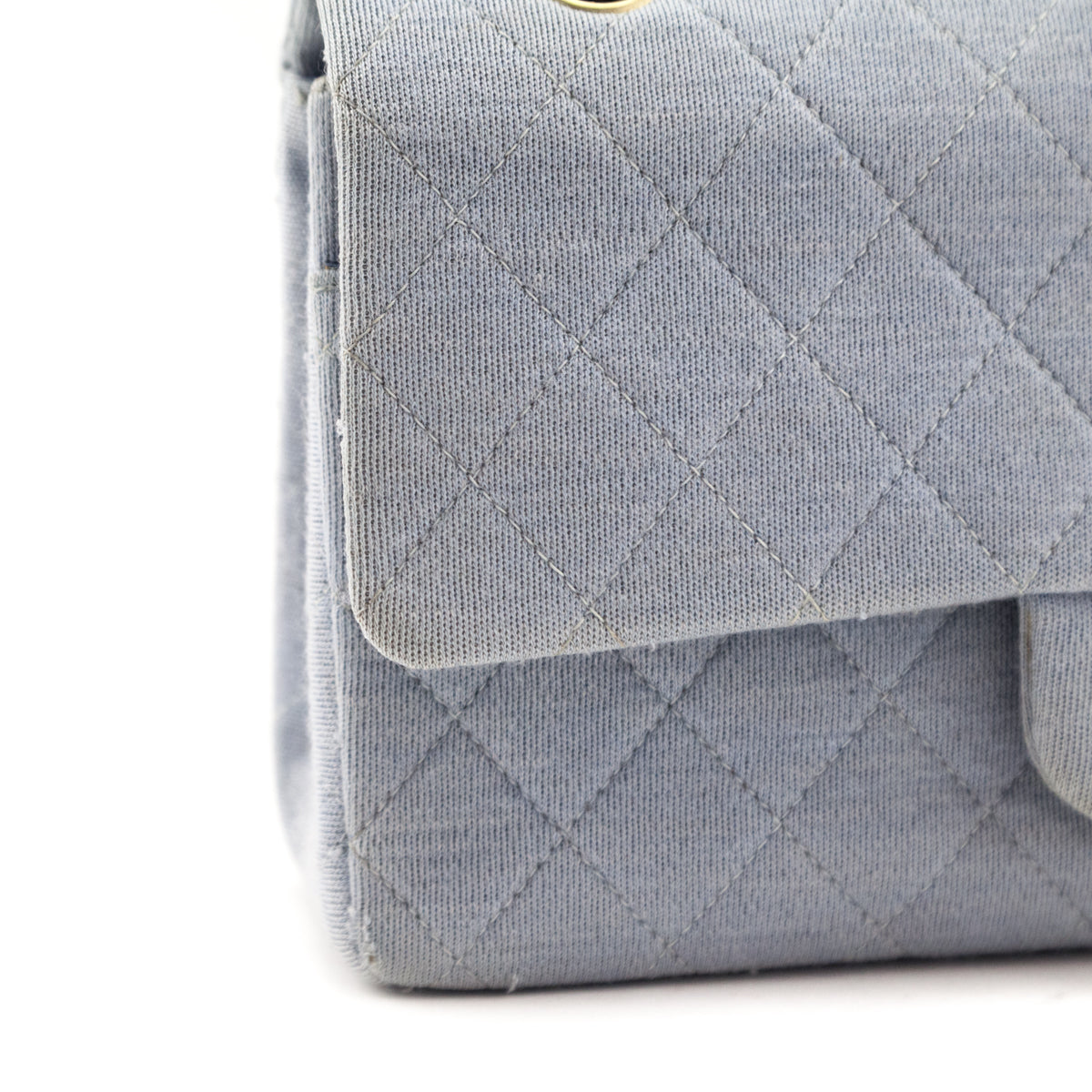 Chanel Blue Jersey Quilted Medium Double Flap - Love that Bag etc - Preowned Authentic Designer Handbags & Preloved Fashions