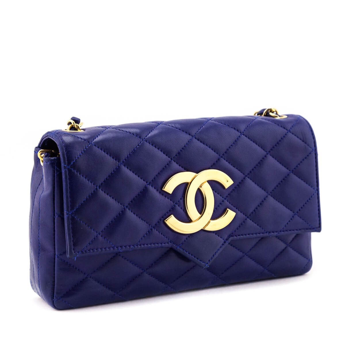 Chanel Flap Coin Purse with Chain in Lambskin Light Blue - THE