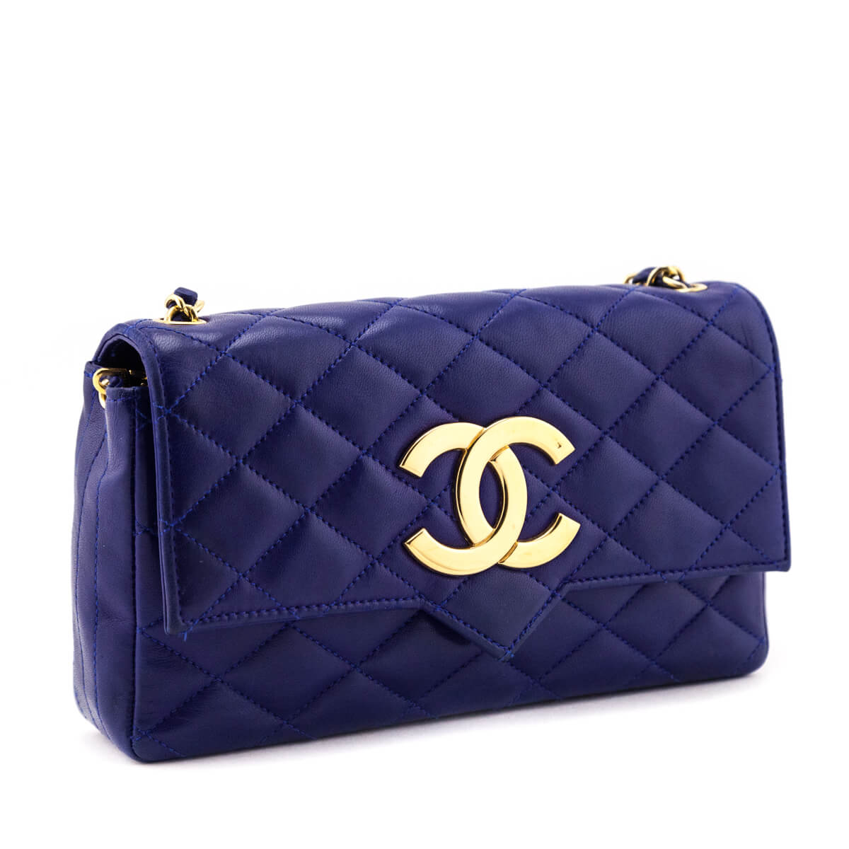 Chanel Blue Lambskin Quilted Vintage Pointed Flap Bag - Love that Bag etc - Preowned Authentic Designer Handbags & Preloved Fashions