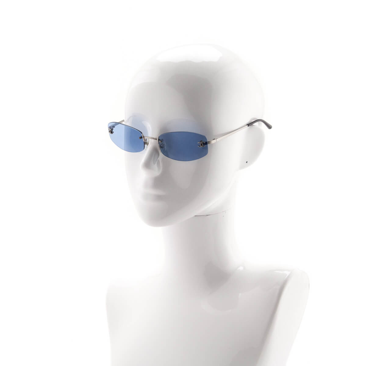 Chanel Blue Tinted Narrow Frameless Vintage CC Sunglasses - Love that Bag etc - Preowned Authentic Designer Handbags & Preloved Fashions
