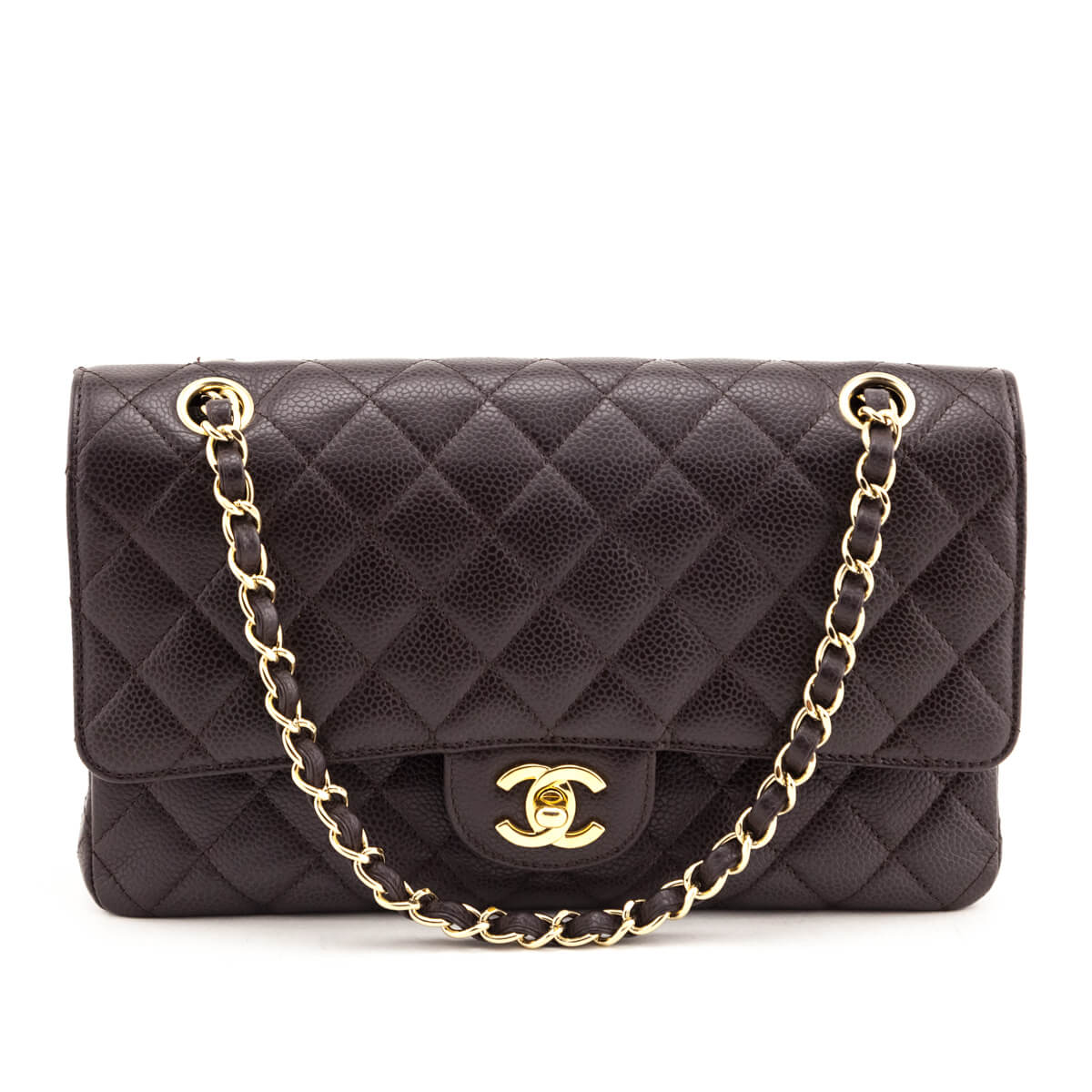 Chanel Brown Caviar Medium Double Flap Bag - Love that Bag etc - Preowned Authentic Designer Handbags & Preloved Fashions