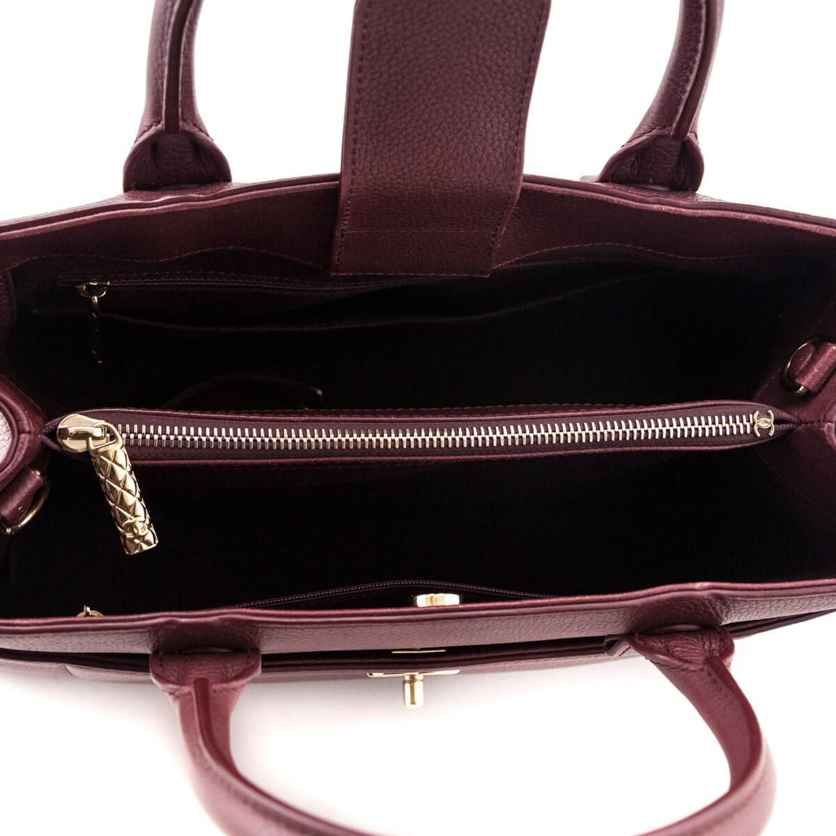 Chanel Burgundy Grained Calfskin Small Neo Executive Shopper Tote - Love that Bag etc - Preowned Authentic Designer Handbags & Preloved Fashions