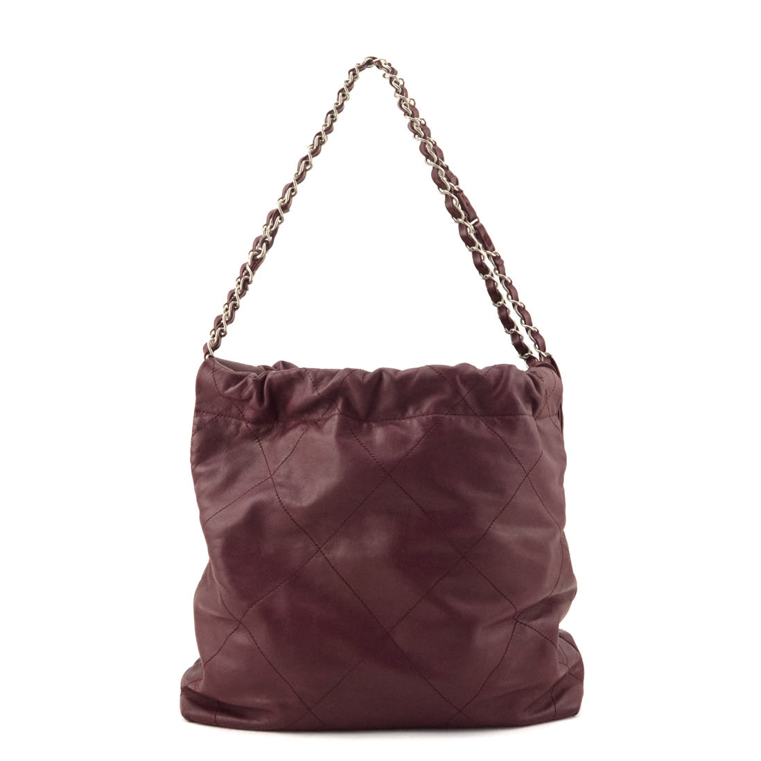 Chanel Burgundy Shiny Calfskin Quilted Small Chanel 22 Hobo