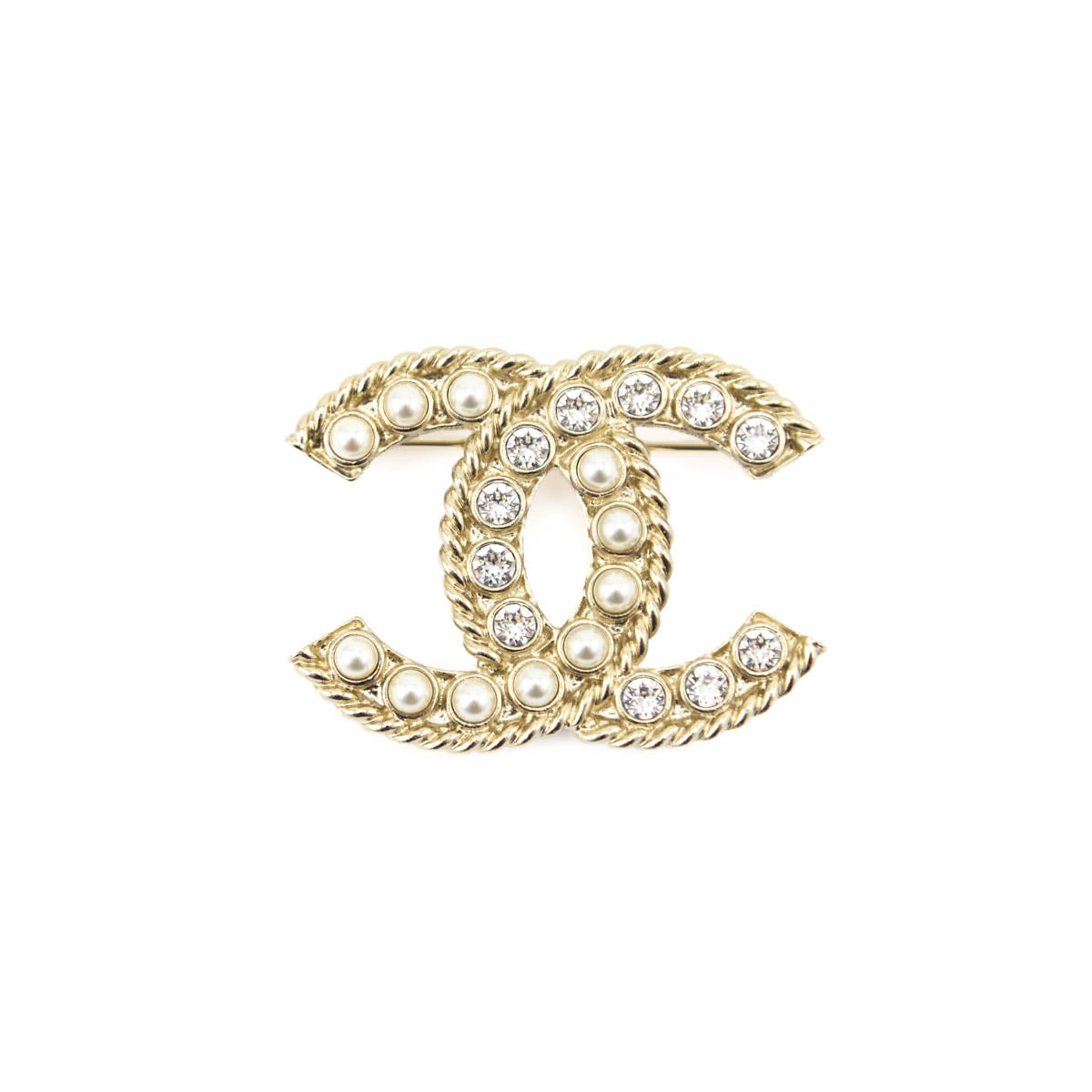 Chanel Gold-Tone April In Paris Strass Pearl CC Brooch - Love that Bag etc - Preowned Authentic Designer Handbags & Preloved Fashions