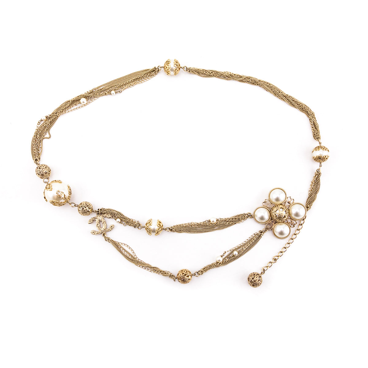 Chanel Gold Faux Pearl Multi-Chain 2006 Belt / Necklace