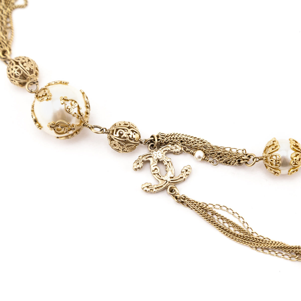 Chanel Gold Faux Pearl Multi-Chain 2006 Belt / Necklace