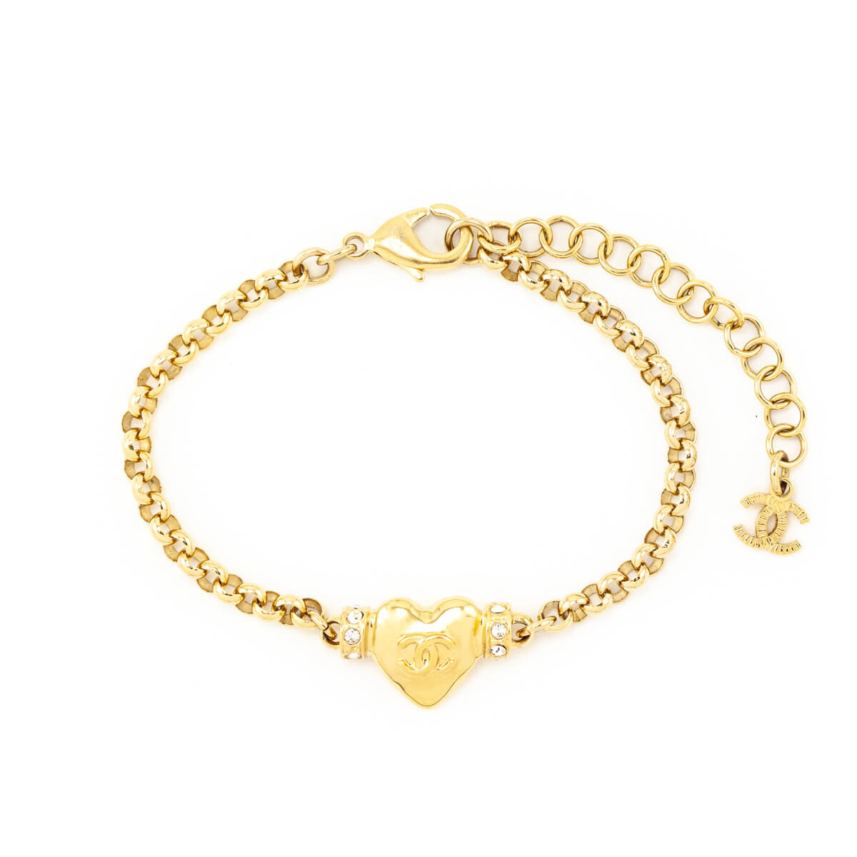 Chanel Gold Strass Heart Charm Link Bracelet 2024 - Love that Bag etc - Preowned Authentic Designer Handbags & Preloved Fashions
