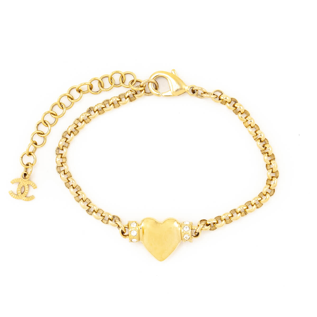 Chanel Gold Strass Heart Charm Link Bracelet 2024 - Love that Bag etc - Preowned Authentic Designer Handbags & Preloved Fashions