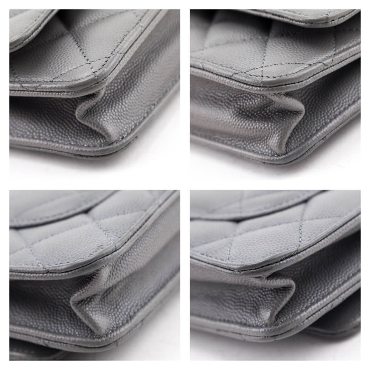 Chanel Gray Caviar Quilted Wallet on Chain WOC