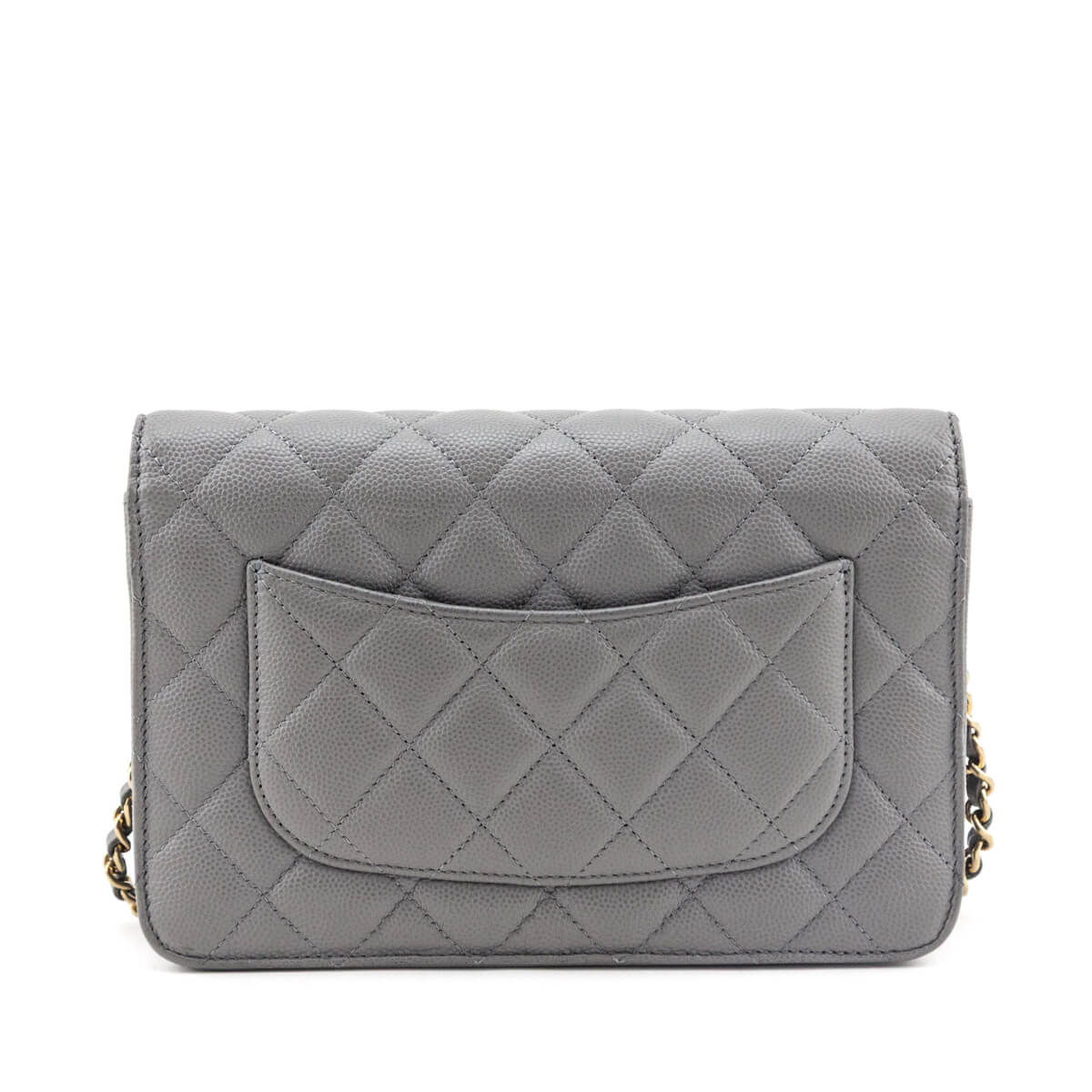 Chanel Gray Caviar Quilted Wallet on Chain WOC