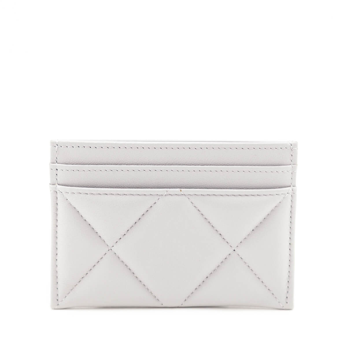 Chanel Gray Lambskin Quilted Chanel 19 Card Holder