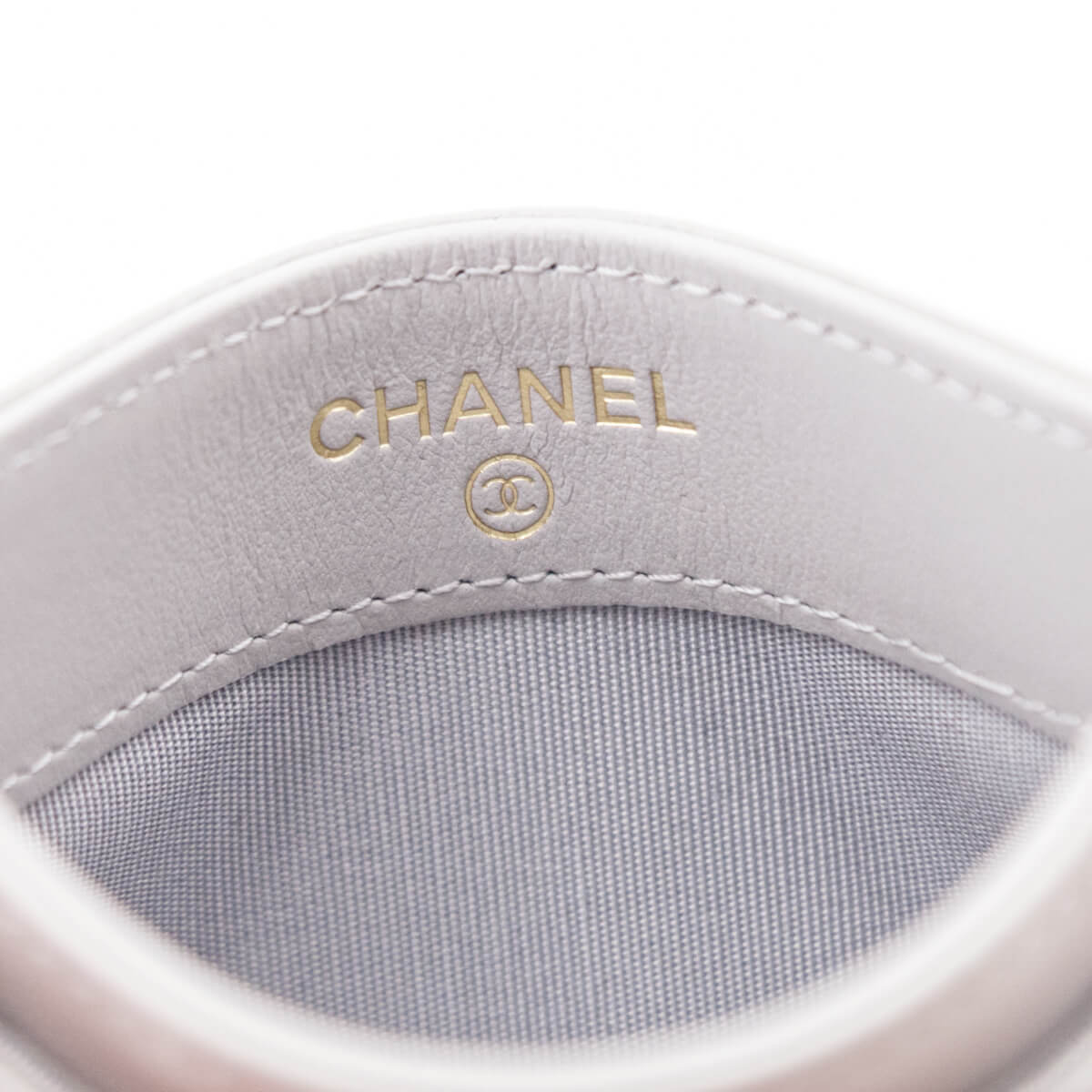 Chanel Gray Lambskin Quilted Chanel 19 Card Holder