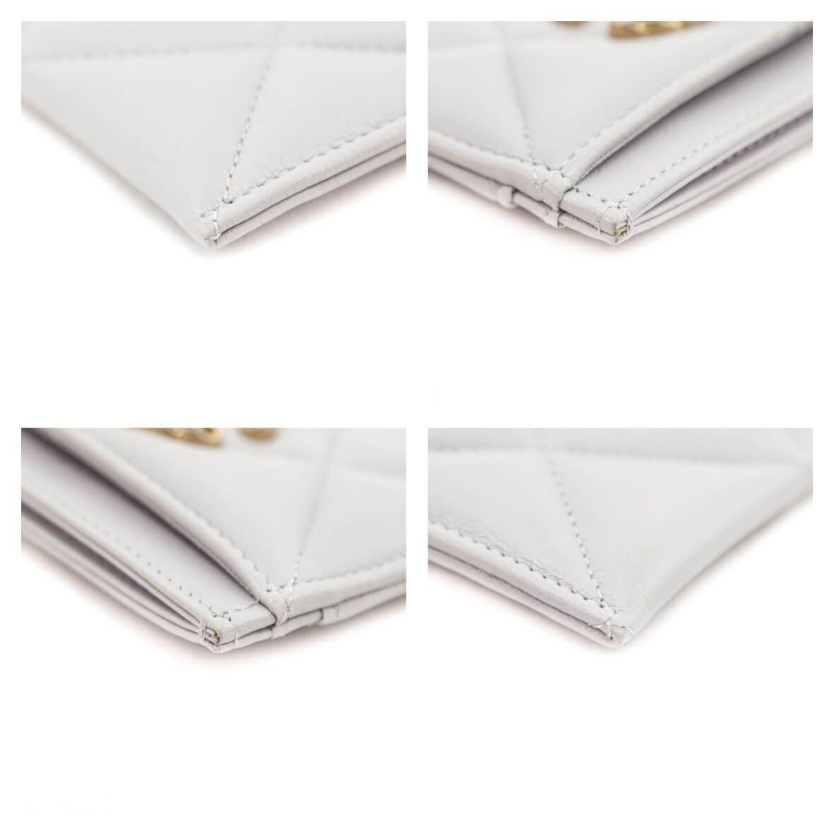 Chanel Gray Lambskin Quilted Chanel 19 Card Holder