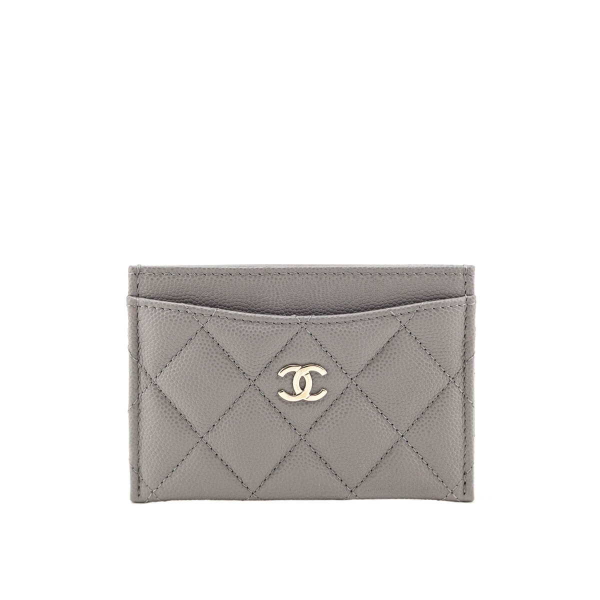 Chanel Grey Caviar Quilted Card Holder - Love that Bag etc - Preowned Authentic Designer Handbags & Preloved Fashions