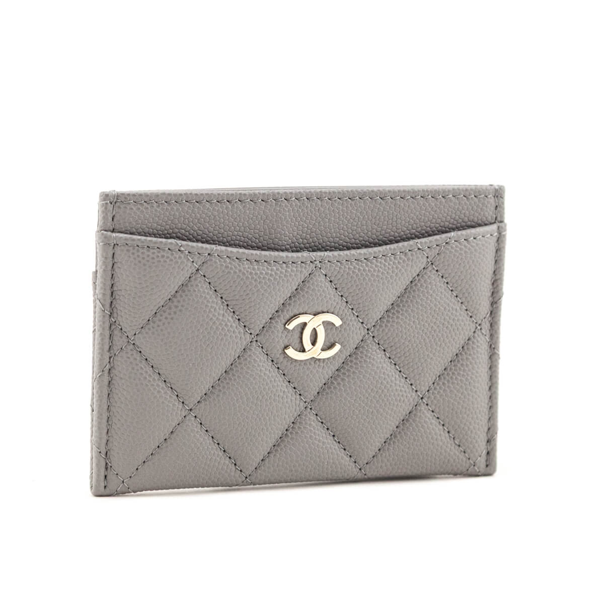 Chanel Grey Caviar Quilted Card Holder - Love that Bag etc - Preowned Authentic Designer Handbags & Preloved Fashions