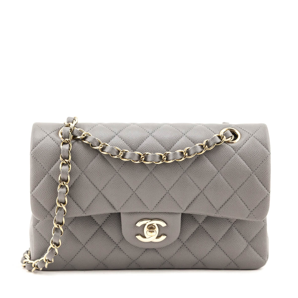 Chanel Grey Caviar Quilted Small Double Flap Bag - Love that Bag etc - Preowned Authentic Designer Handbags & Preloved Fashions