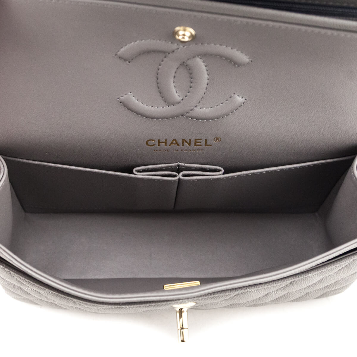 Chanel Grey Caviar Quilted Small Double Flap Bag - Love that Bag etc - Preowned Authentic Designer Handbags & Preloved Fashions