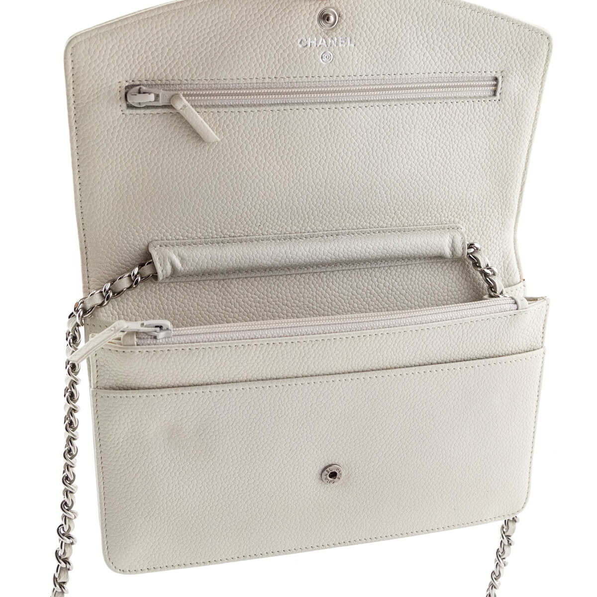 Chanel Ivory Caviar Timeless CC Wallet On Chain - Love that Bag etc - Preowned Authentic Designer Handbags & Preloved Fashions