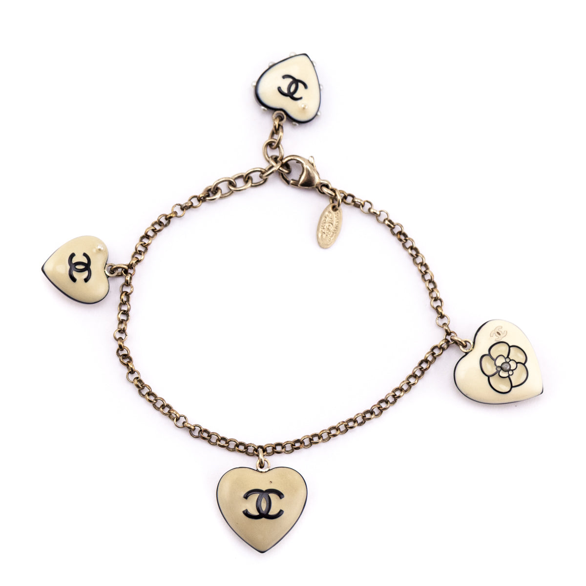 Chanel Ivory Enamel Heart Charm 2006 Bracelet