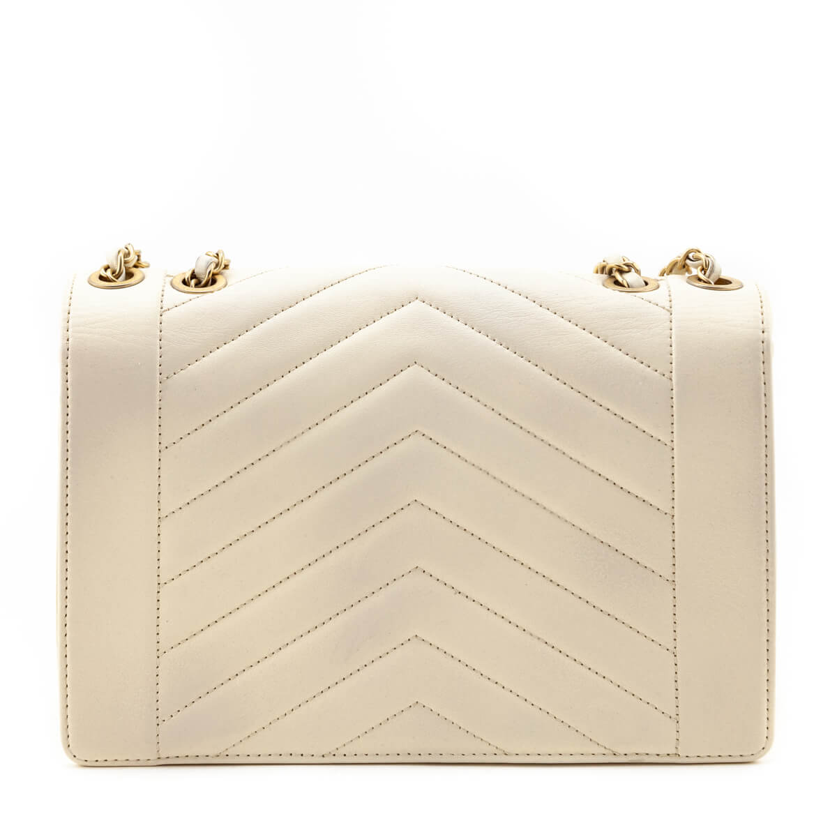 Chanel Ivory Lambskin Reversed Chevron Quilted Flap Bag - Love that Bag etc - Preowned Authentic Designer Handbags & Preloved Fashions