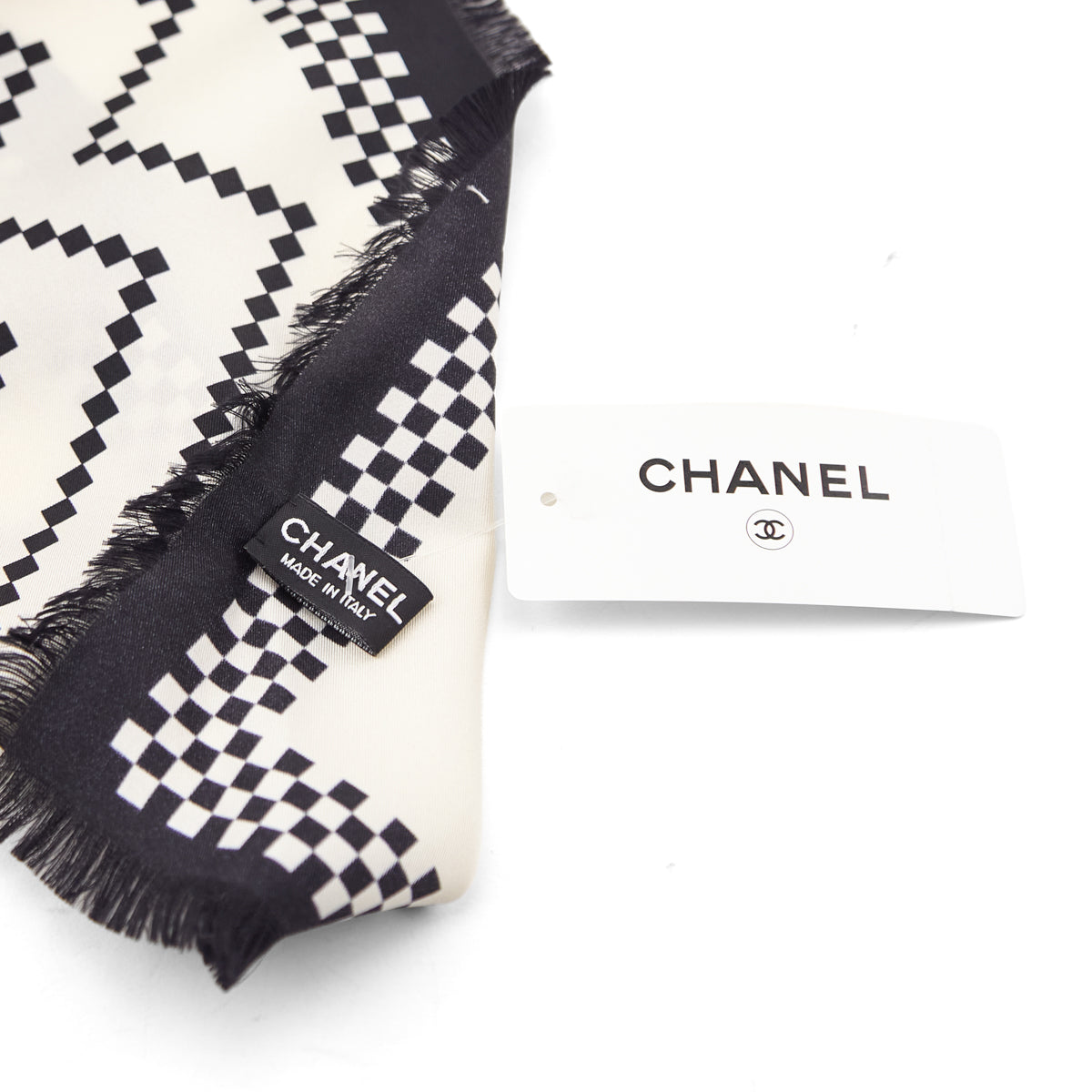 Chanel Ivory & White Geometric 2019 Silk Stole - Love that Bag etc - Preowned Authentic Designer Handbags & Preloved Fashions
