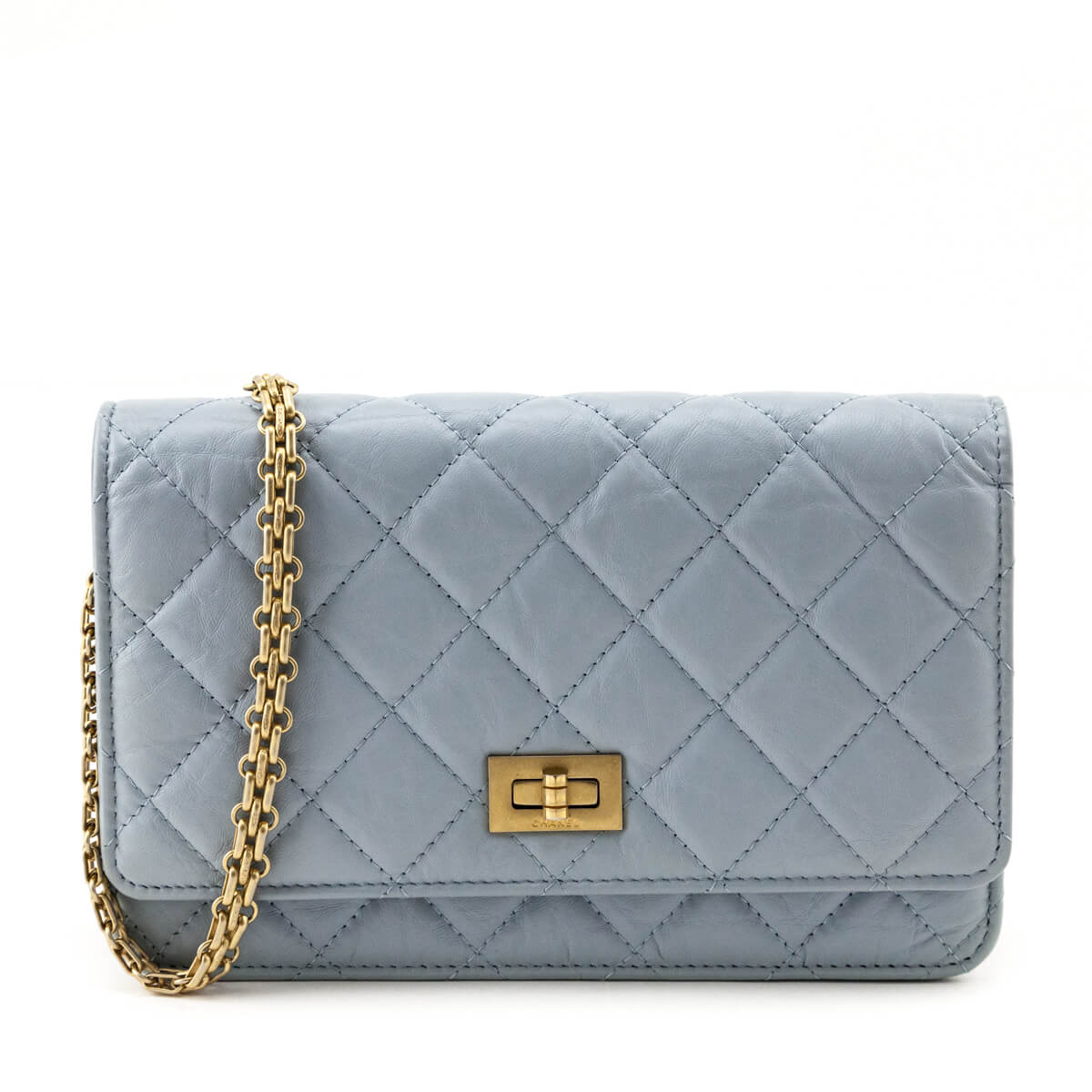 Chanel Light Blue Aged Calfskin Quilted Reissue Wallet On Chain - Love that Bag etc - Preowned Authentic Designer Handbags & Preloved Fashions