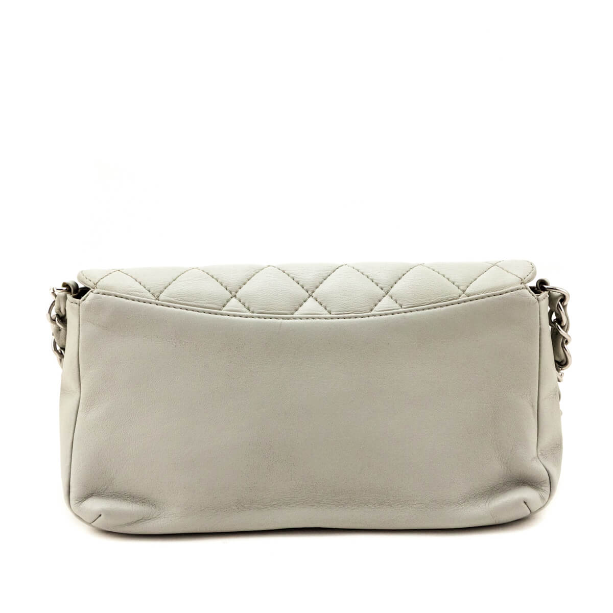 Chanel Light Gray Lambskin Quilted Small Single Flap Shoulder Bag - Love that Bag etc - Preowned Authentic Designer Handbags & Preloved Fashions