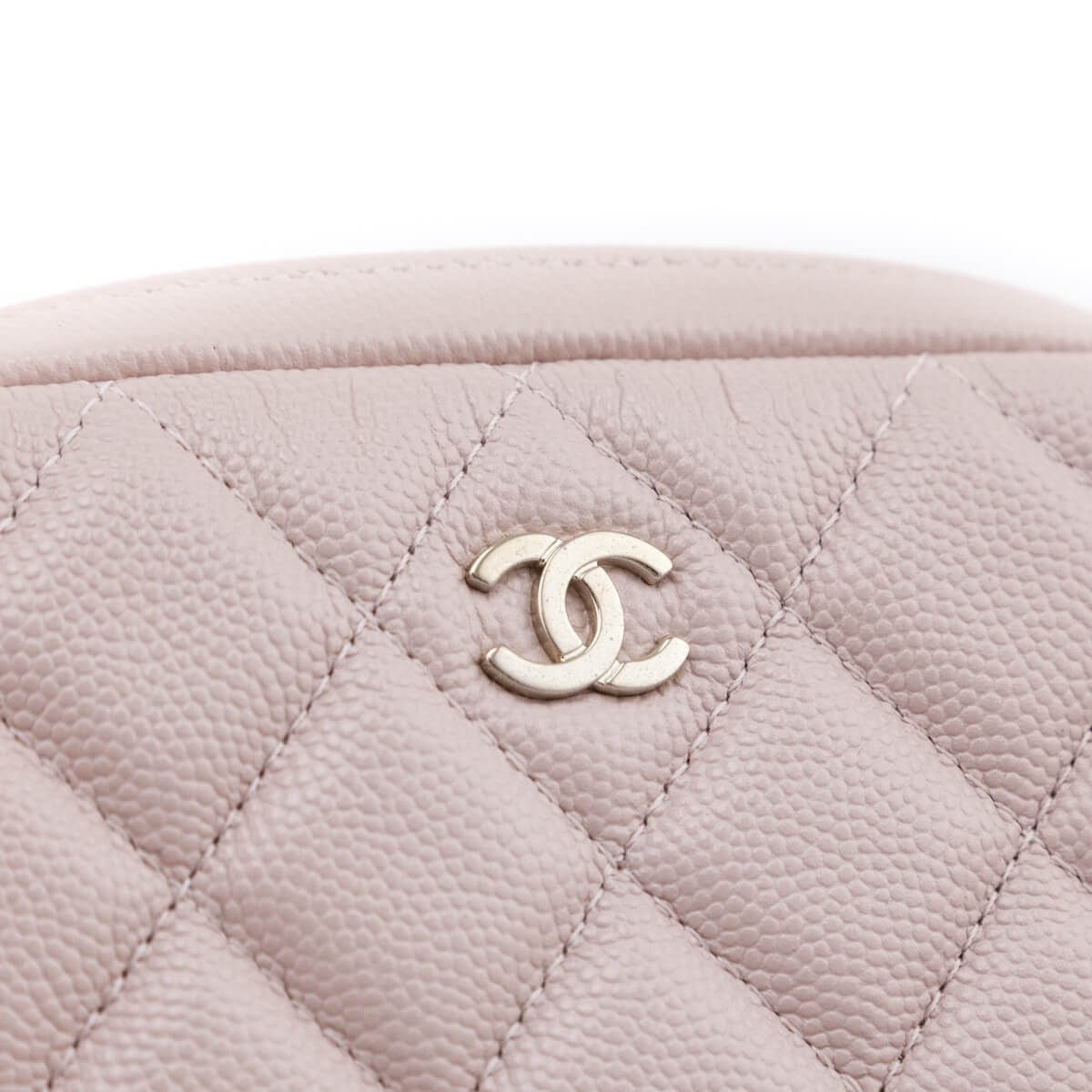 Chanel Light Pink Caviar Quilted Small Curvy Pouch Cosmetic Case - Love that Bag etc - Preowned Authentic Designer Handbags & Preloved Fashions